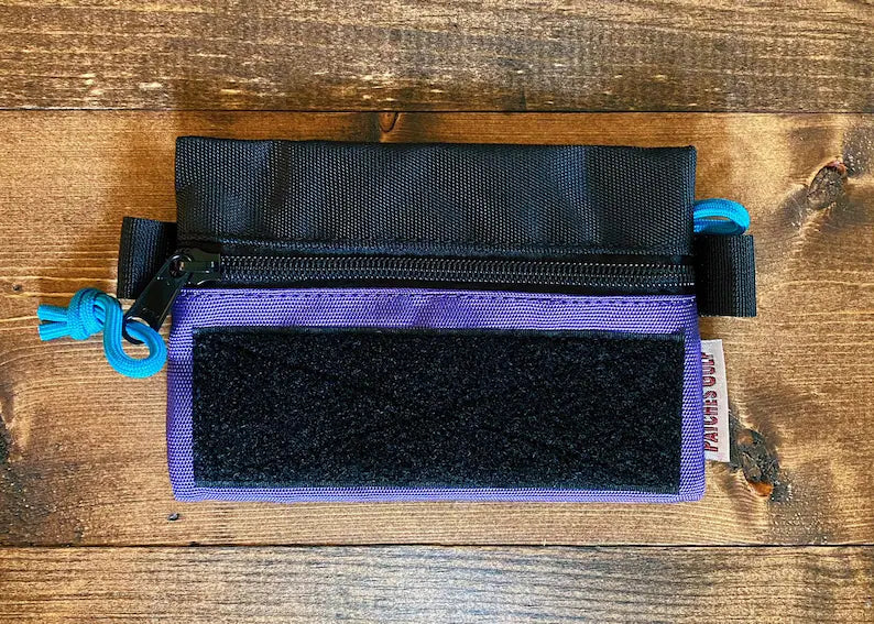 EDC Golf Pouch Zipper Cordura Nylon Velcro. Black / Purple - Patches Golf